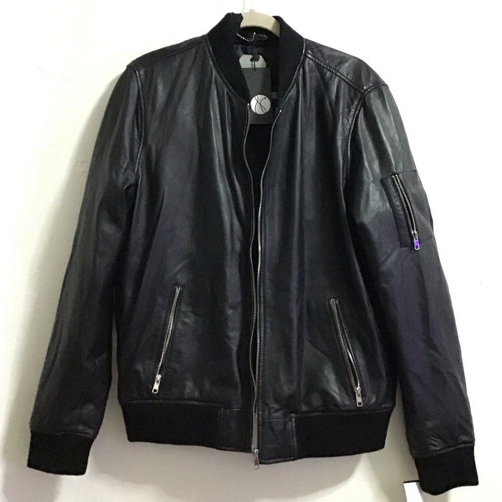 Iffy lavender leather bomber jacket